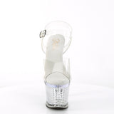 Sandalia de plataforma transparente con tiras en el tobillo y tacón de unicornio