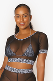 Zebra Accents Black Mesh Crop Top