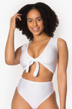 White Sleeveless Tie Up Top