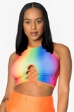 Rainbow Orange Cut Out Racerback Crop Top
