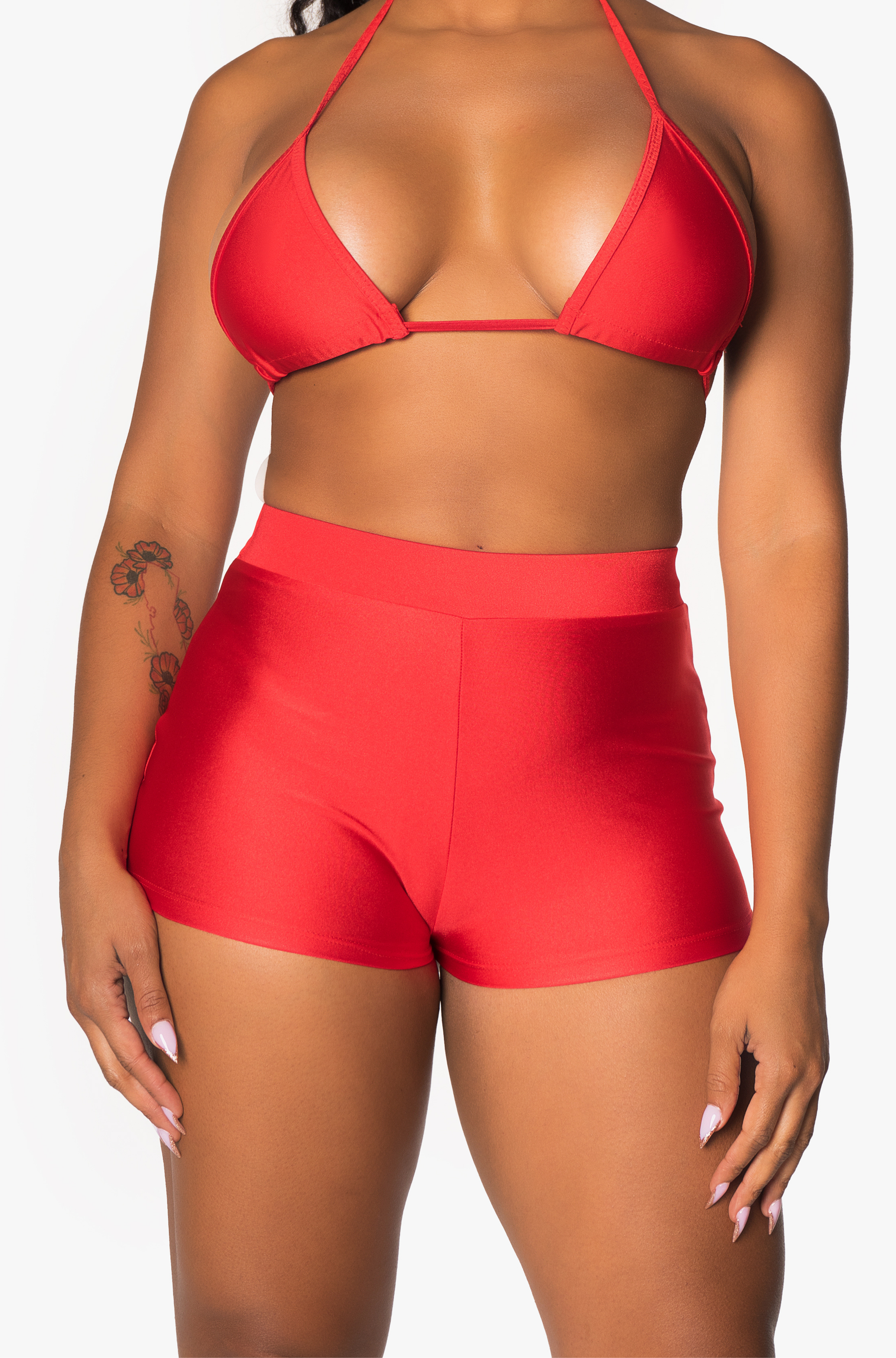 Red High Waisted Shorts