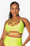 Neon Yellow Criss Cross Crop Top