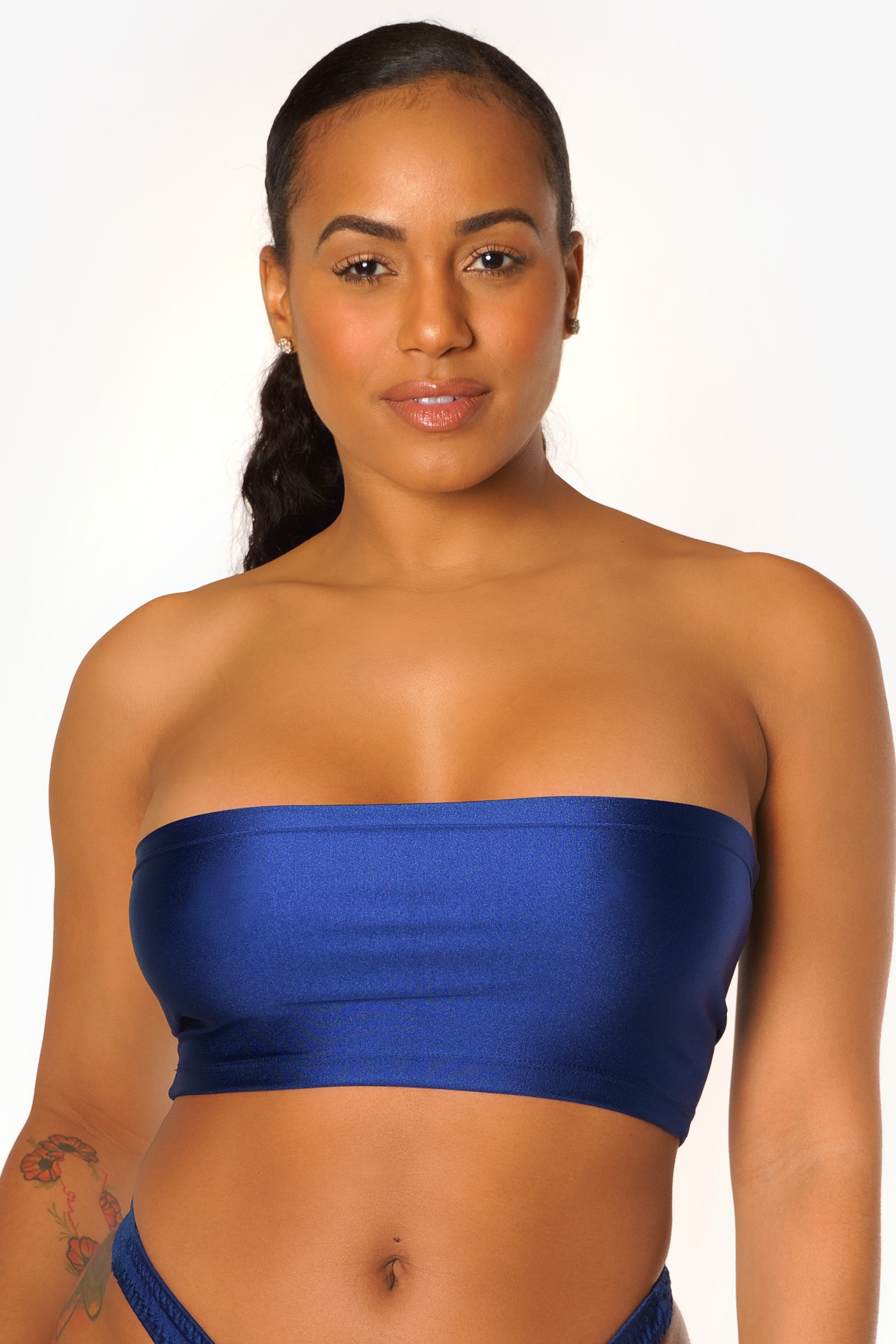 Top tubo azul marino