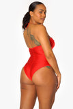 Red Criss Cross Cut Out Bodysuit