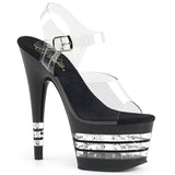 Black Lined Rhinestone Sandal Heel