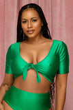 Kelly Green Short Sleeve Tie Up Top