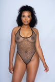 Cheetah Mesh Barely There Laceup Bodysuit