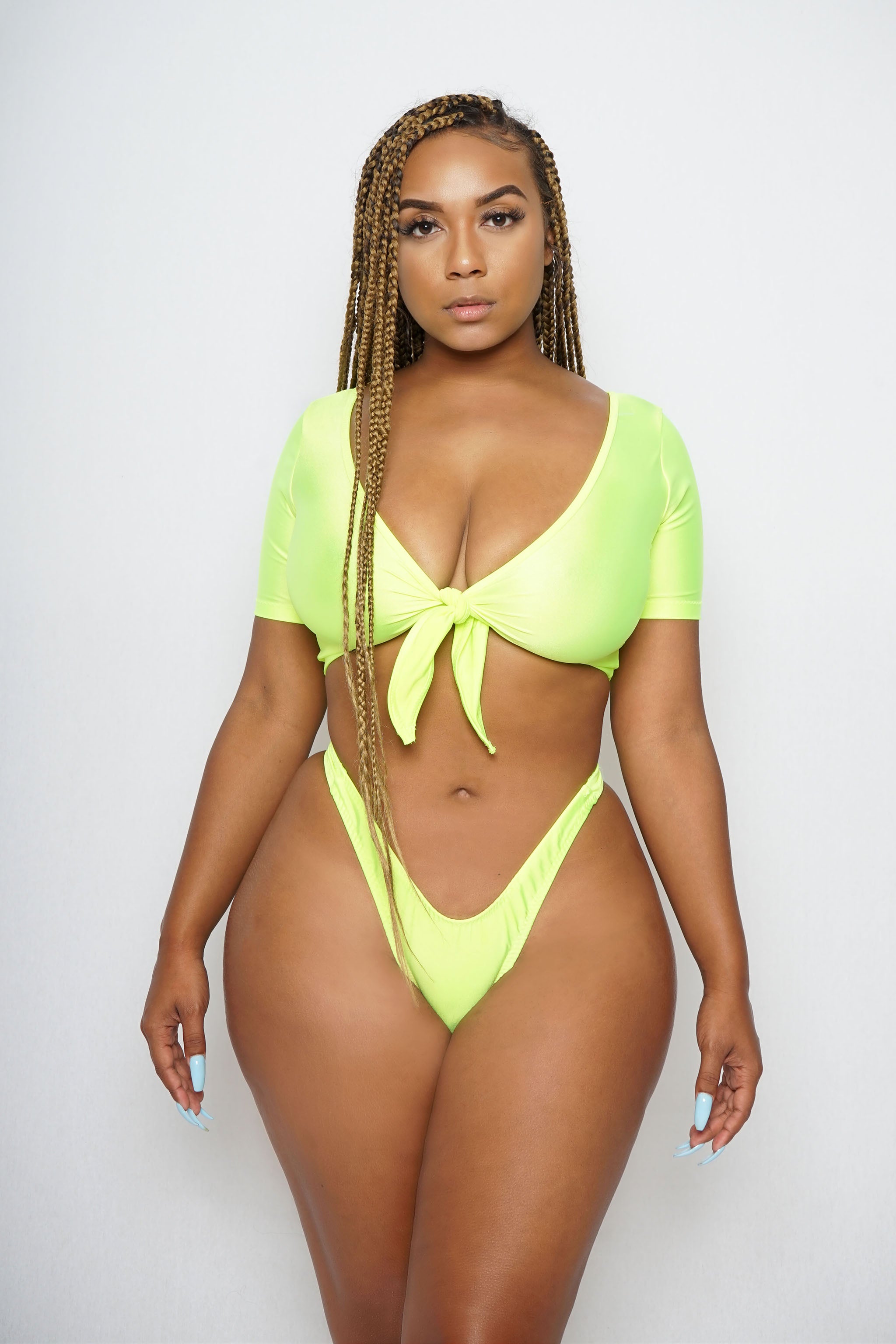 Tie vneck crop set - The Beauty Cave Boutique