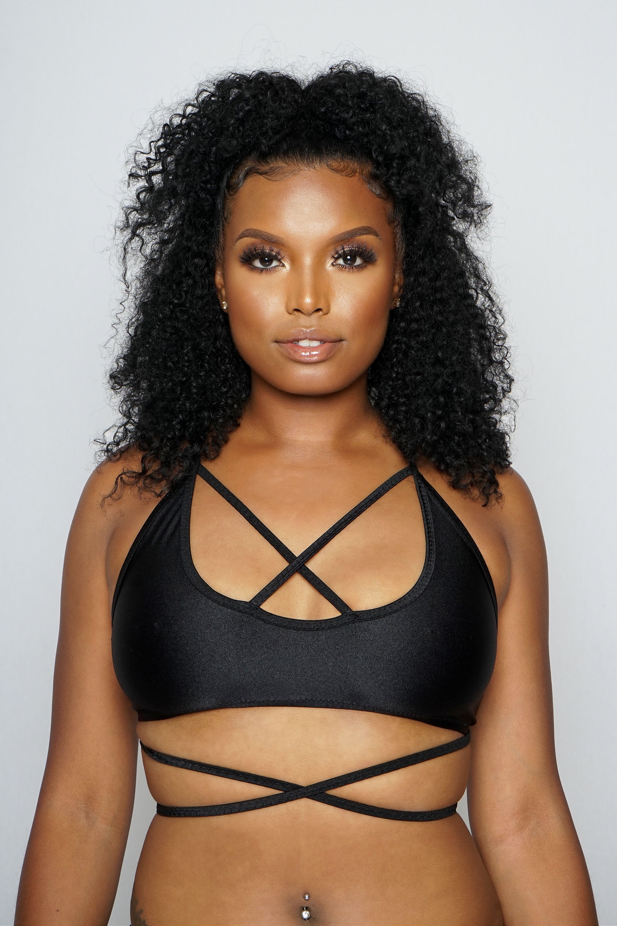 Black Criss Cross Crop Top - The Beauty Cave Boutique
