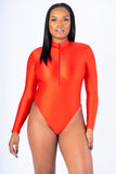 Red Long Sleeve T-neck Bodysuit