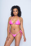 Pink Side Tie String Bikini Set