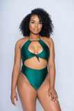 Body con lazo en color verde cazador