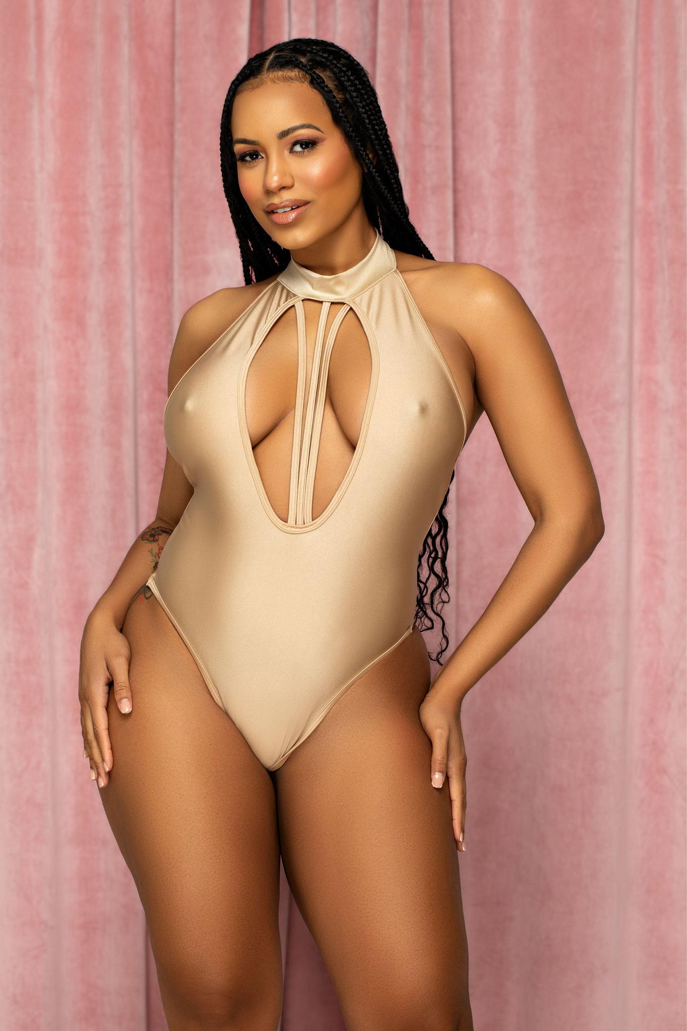 Sand Nude Heart String Bodysuit