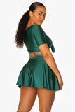 Hunter Green Short Sleeve Tie Up Top
