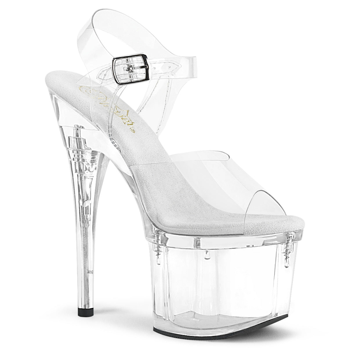 Tacones transparentes de plataforma doble con tornillos