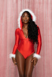 Red Santa Hoodie Bodysuit