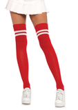 Red Ribbed Athletic Thigh Highs