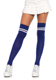 Blue Ribbed Athletic Thigh Highs