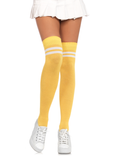 Yellow Ribbed Athletic Thigh Highs
