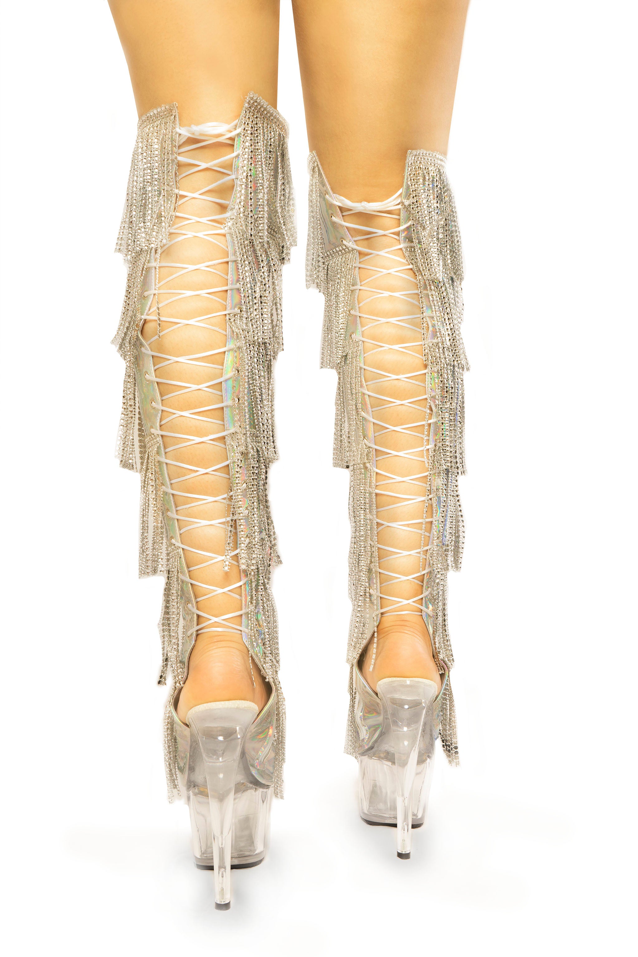 Dream Collection sequin fringe thigh heels - The Beauty Cave Boutique