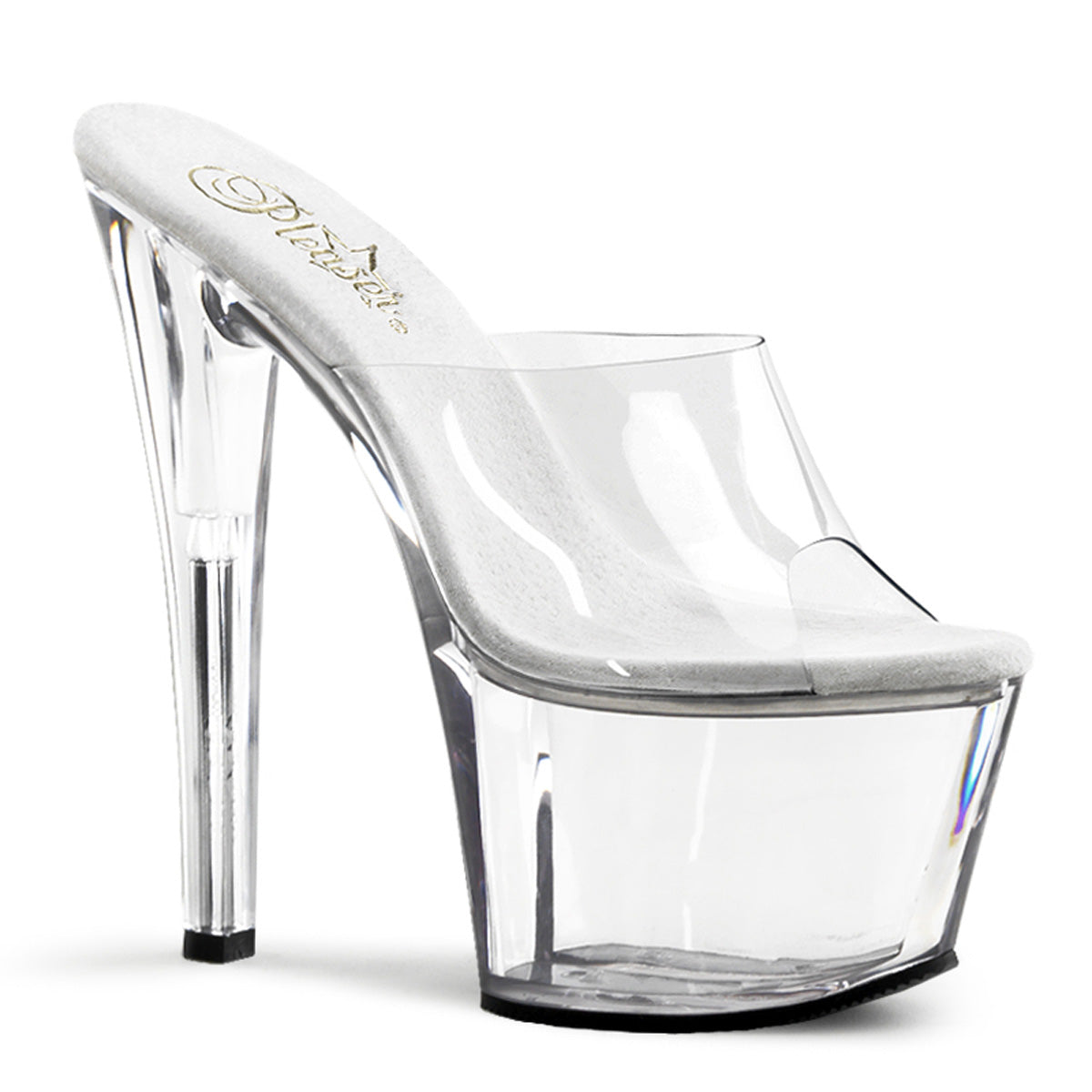Clear Short Platform Slide Heels