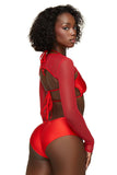 Red Mesh Long Sleeve Shrug