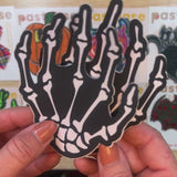 Boney Skeleton Hands on Black Nipple Covers – Halloween Adhesive Costume Pasties