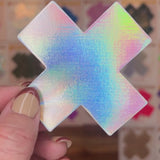 Holographic Plus X Nipple Pasties – Iridescent Festival & Party Adhesive Covers