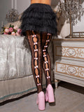 Sweetheart Striped Fishnet Tights with Heart Pattern & Bow Accents | Women's Fashion Hosiery