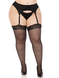 Sheer Backseam Thigh High Stockings with Lace Top | Elegant Women's Hosiery