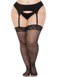 Sheer Backseam Thigh High Stockings with Lace Top | Elegant Women's Hosiery