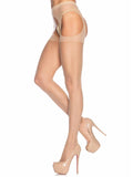 Sheer Suspender Pantyhose – 20 Denier Crotchless Women's Hosiery with Garter Look