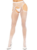 Women's Fishnet Suspender Hose – Scalloped Trim Crotchless Hosiery
