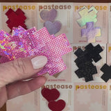 Petite Shattered Glass Disco Ball Glitter Pink Cross Nipple Pasties – 2 Pair Pack