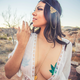 Green Indica Pot Leaf Nipple Pasties – Waterproof Latex-Free Adhesive Festival Covers