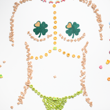 Four Leaf Clover Holographic Green Shamrock Nipple Pasties with Gold Heart