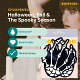 Boney Skeleton Hands on Black Nipple Covers – Halloween Adhesive Costume Pasties