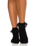 Bow & Lace Ruffle Ankle Socks | Cute Lace Trim Fashion Hosiery for Women