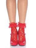 Women's Lace Ruffle Ankle Socks – Elegant Sheer Frilly Hosiery