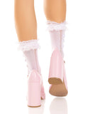 Sweetheart Lace Ankle Socks with Heart Pattern & Ruffle Cuffs