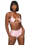 Top de bikini con estrellas rosas en color rosa chicle