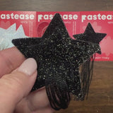 Black Sparkle Star Tassel Nipple Covers – Long Fringe Adhesive Festival Star Pasties