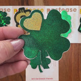 Four Leaf Clover Holographic Green Shamrock Nipple Pasties with Gold Heart