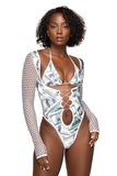 Benjamin Open Front Lace Up Bodysuit