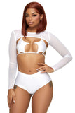 White Mesh Long Sleeve Shrug