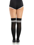 Ribbed Athletic Thigh High Stockings with Striped Design | Women's Hosiery
