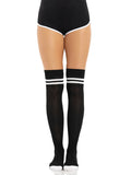 Ribbed Athletic Thigh High Stockings with Striped Design | Women's Hosiery