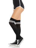 Ribbed Athletic Thigh High Stockings with Striped Design | Women's Hosiery