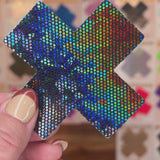Shattered Glass Disco Ball Glitter Cross Nipple Pasties – Sparkling Festival Adhesive Covers