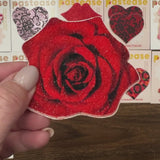 Red Glitter Velvet Blooming Rose Nipple Covers – Floral Adhesive Festival Pasties